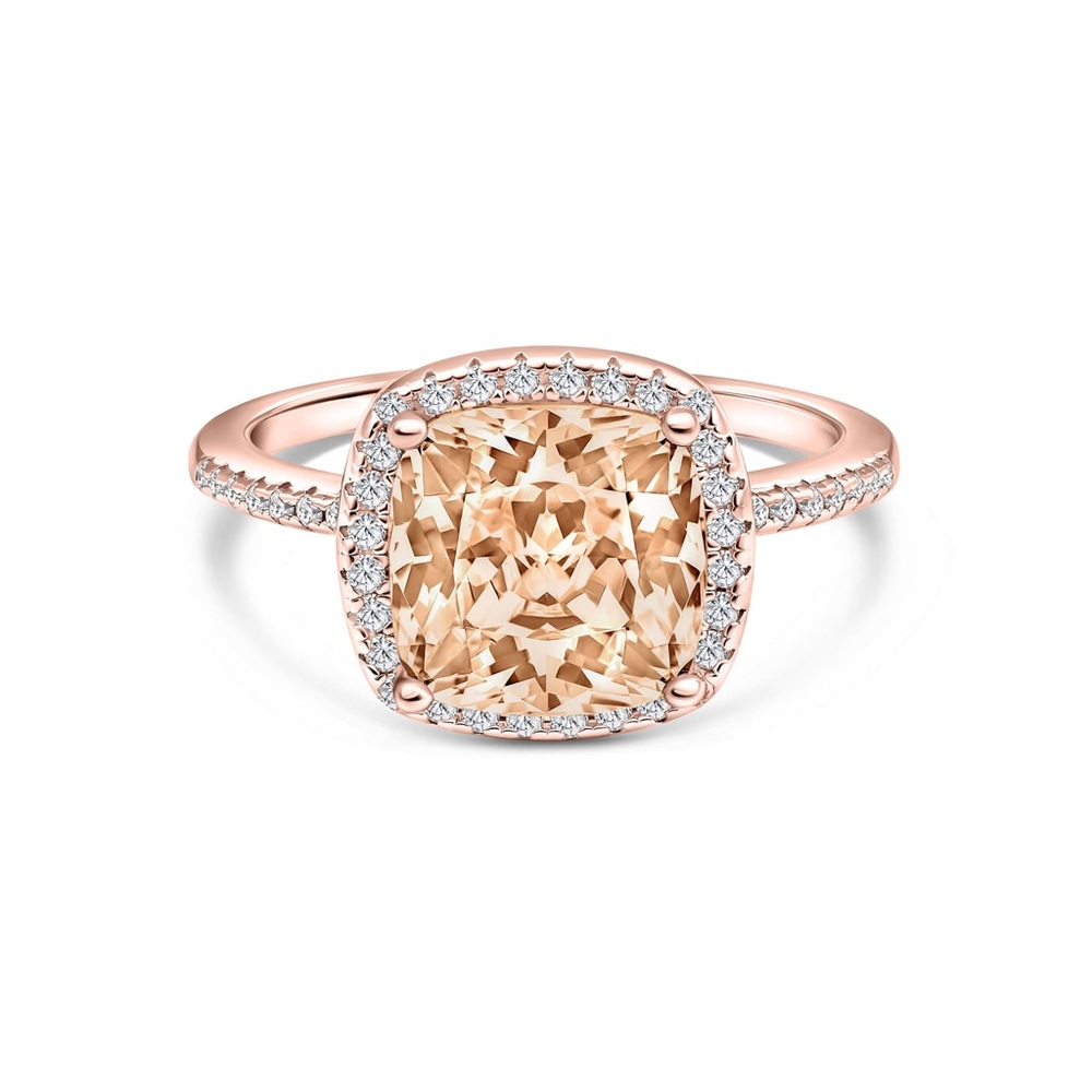 Modern Gents 3ct Sterling Silver Ring - Rose Gold - Size 6.5